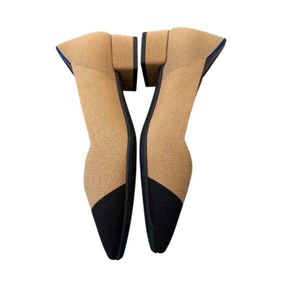 Rothy’s The Point Flats Tan Black Cap Toe Women’s Size 9 Woven Knit Shoes - Picture 4 of 9